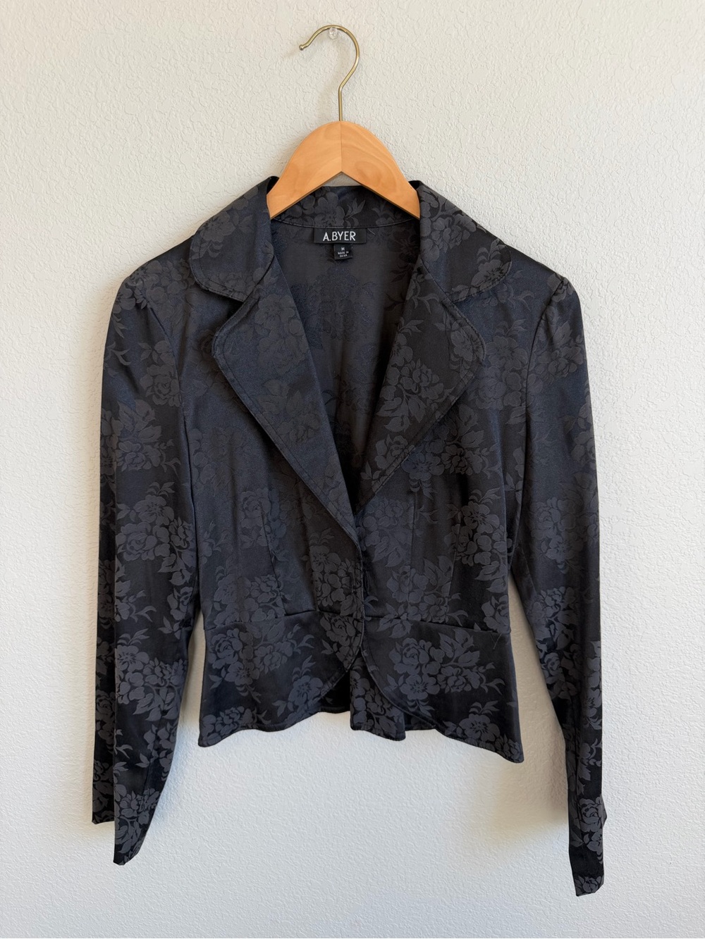 A. Byer Black Floral Jacquard Blazer